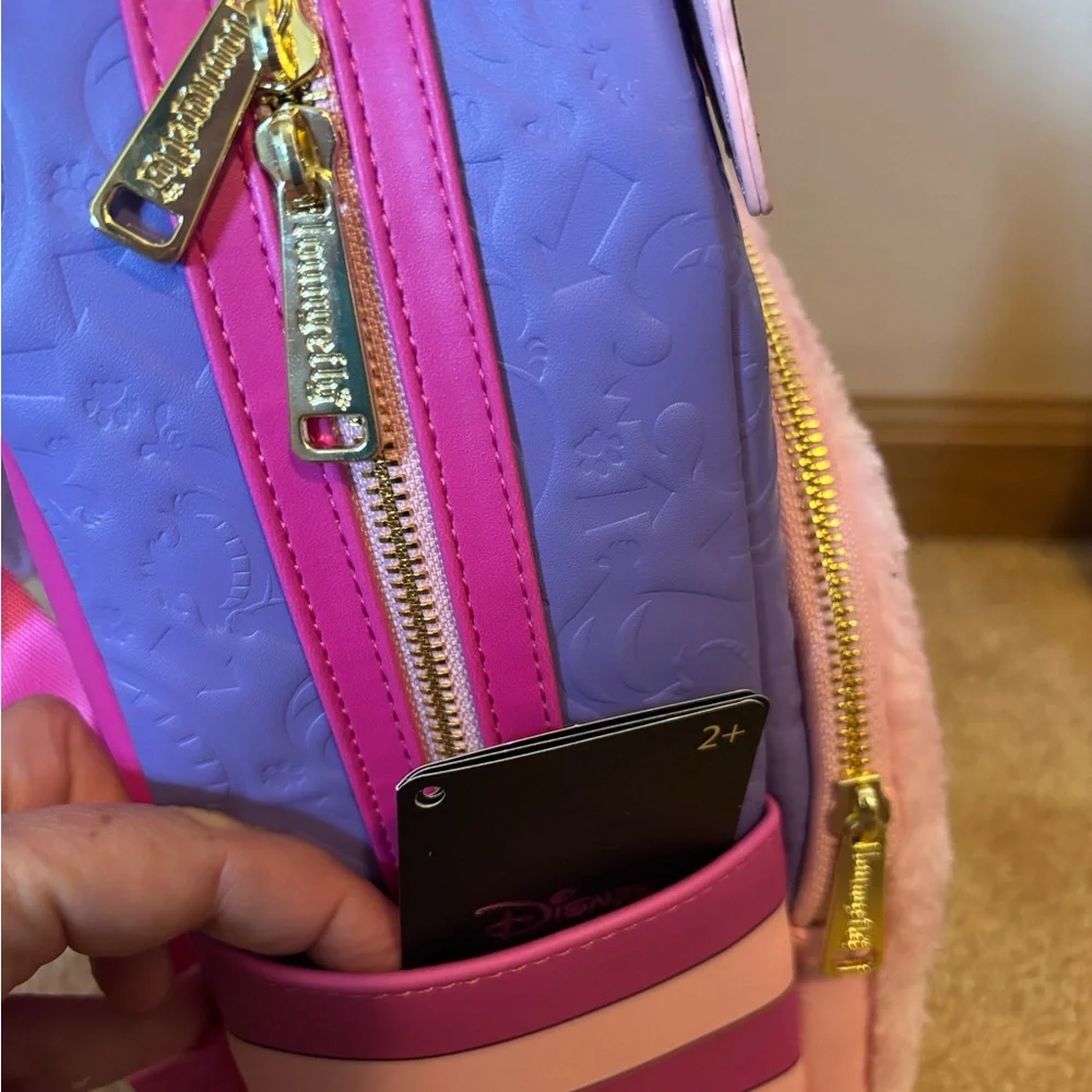 Disney Alice In Wonderland Loungefly Fuzzy Cheshire Mini Backpack - Picture 8 of 11